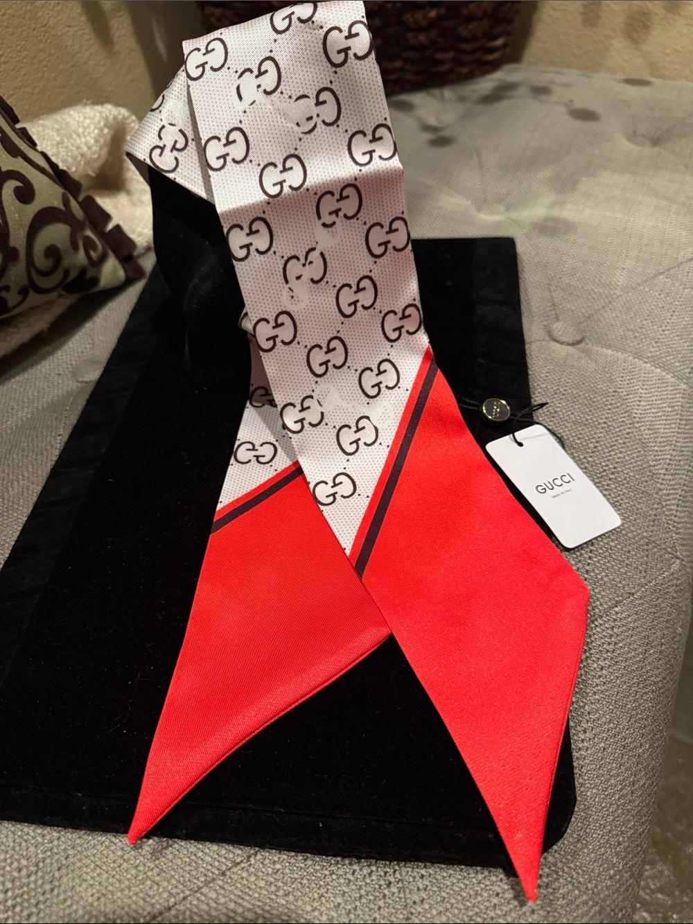 NEW GG 100% Silk Twillie Scarf Tie